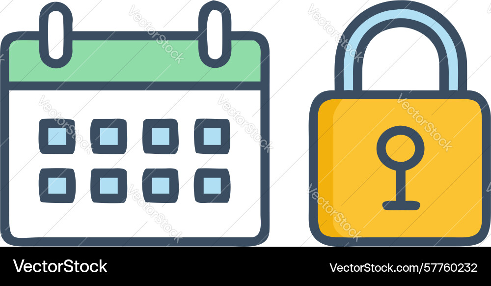 Calendar with keyhole icon accessing scheduled vector image