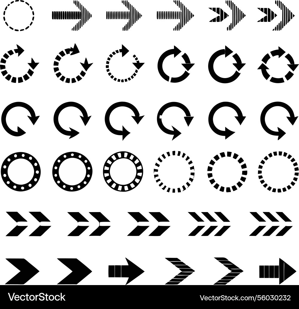 Collection of various arrow and circular symbols Collection of various arrow and circular symbols vector image