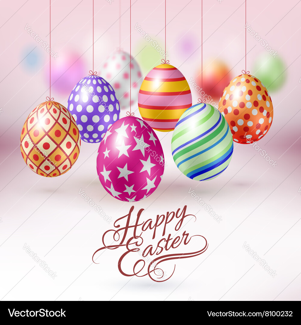Colorful Easter Hanging Eggs Royalty Free Vector Image