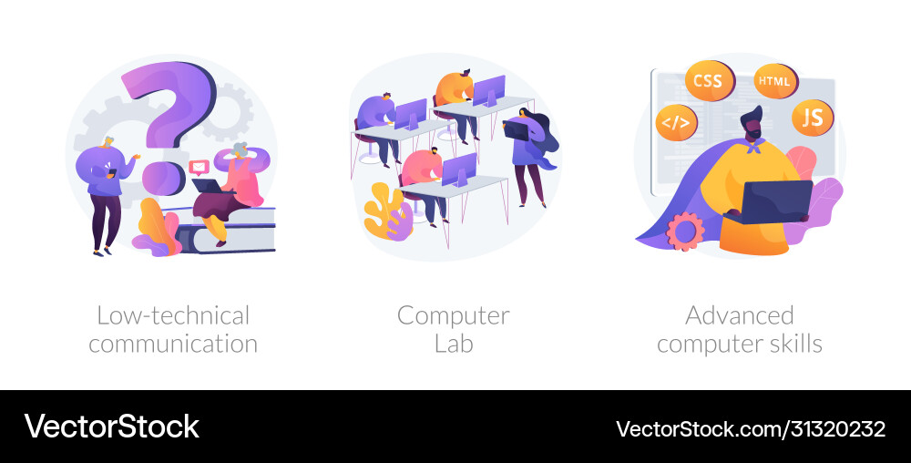 Computer Skills Training Concepts Vector Image