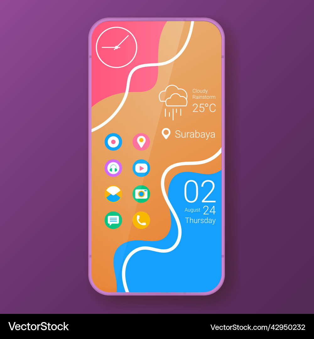 Flat colors user interface widget art smartphone vector image