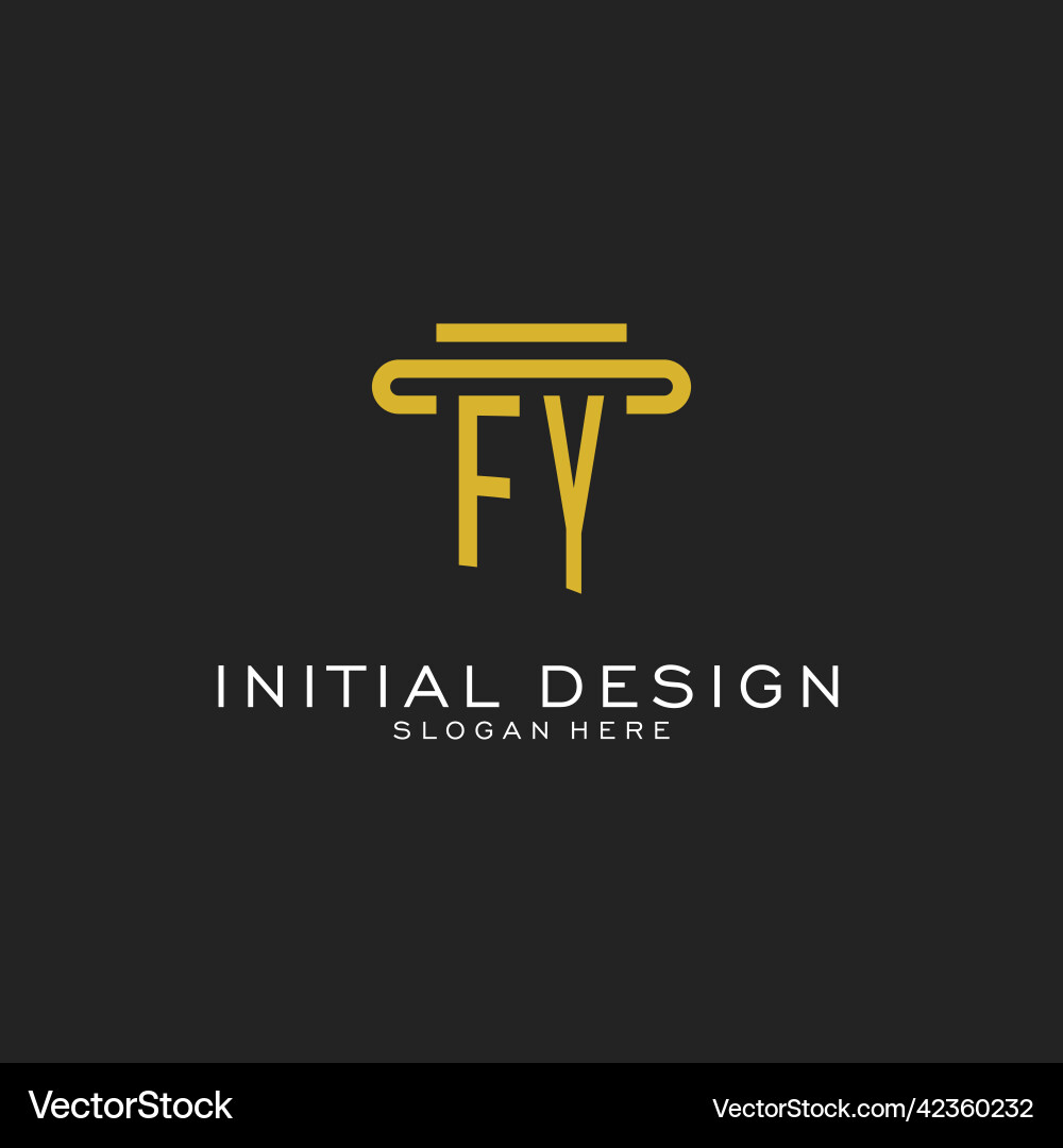 Fy initial logo with simple pillar style design Vector Image