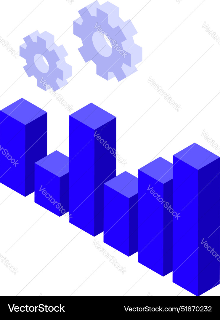 Gears generating growing bar chart symbolizing Gears generating growing bar chart symbolizing Vector Image