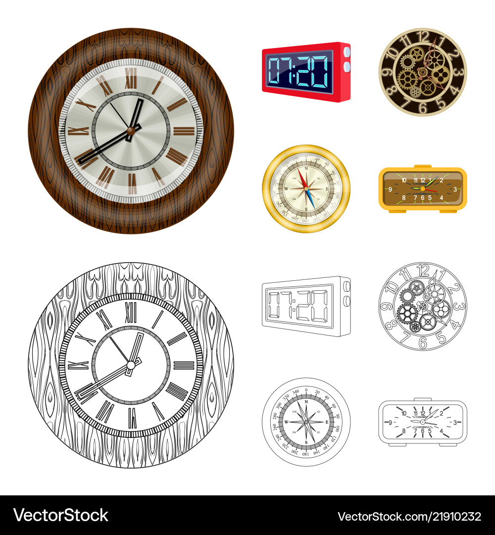Isolated object of clock and time sign collection Isolated object of clock and time sign collection vector image