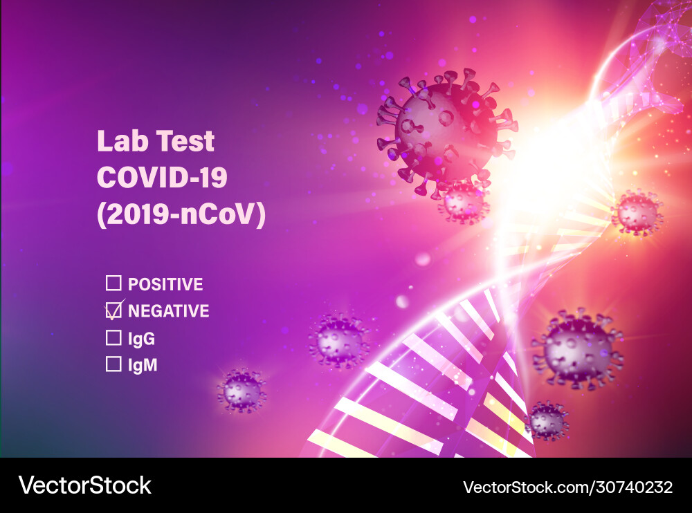 Lab test check list on covid-19 computer model vector image