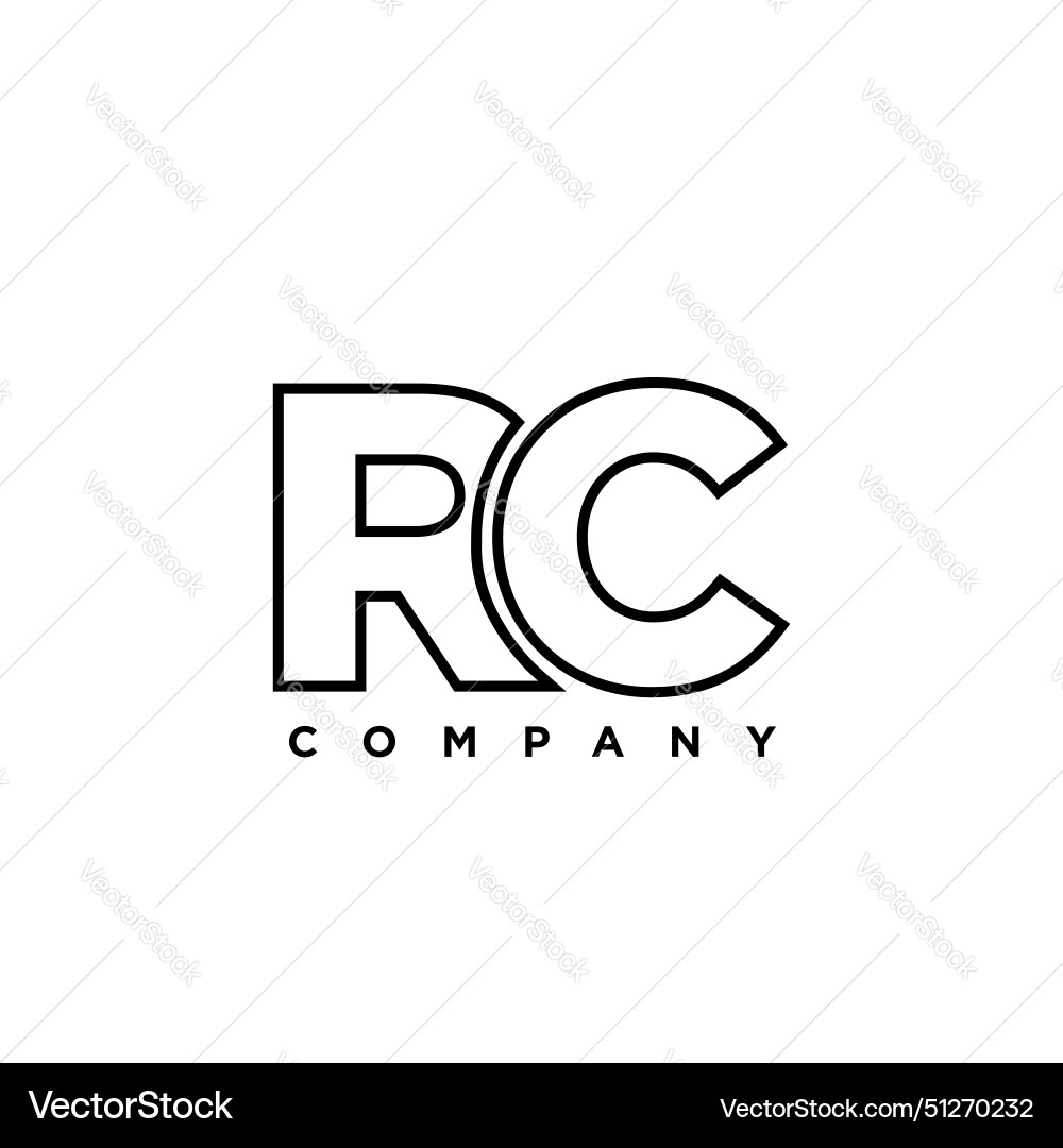 Letter r and c rc logo design template minimal Letter r and c rc logo design template minimal vector image