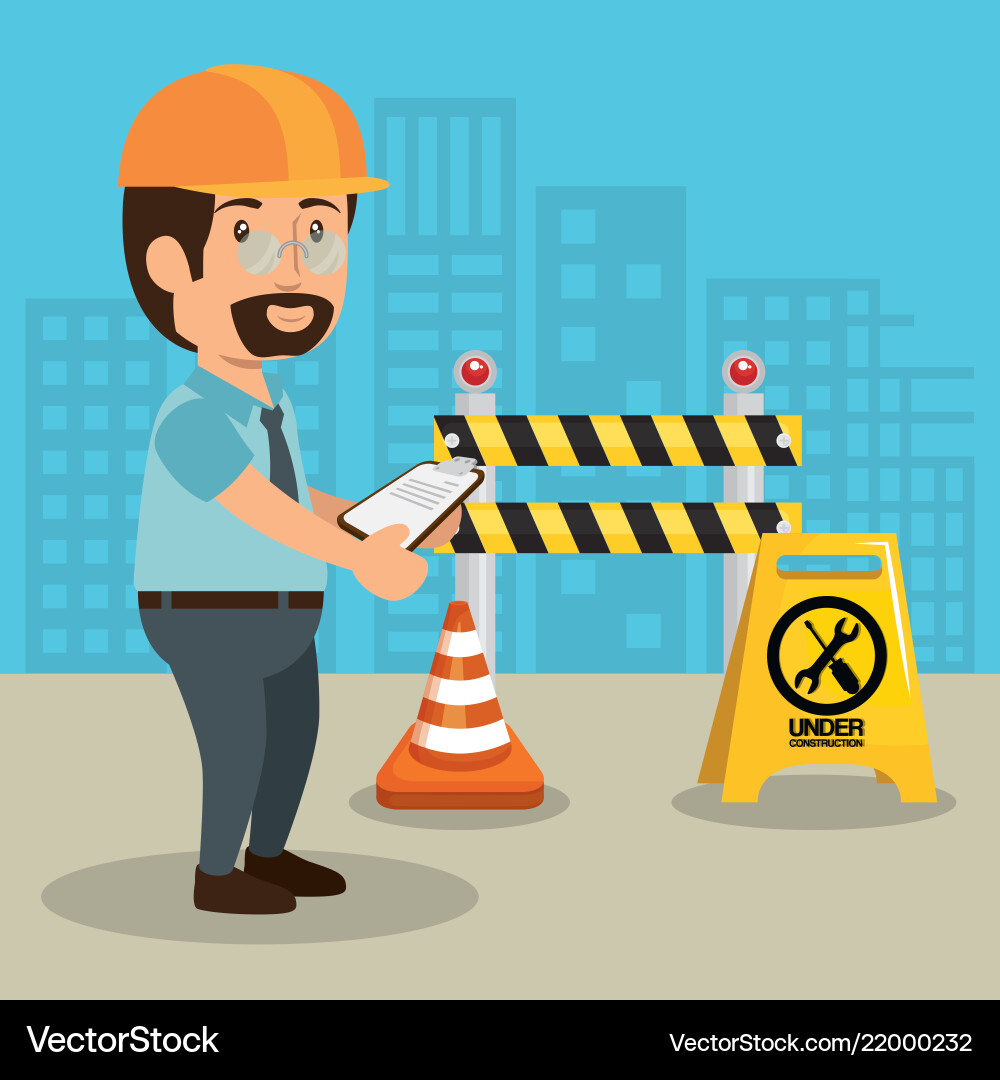 Man builder character working Man builder character working vector image