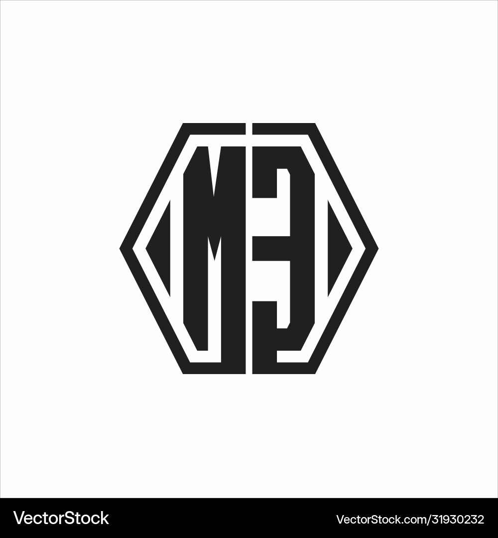 Me logo monogram with hexagon line rounded design Vector Image