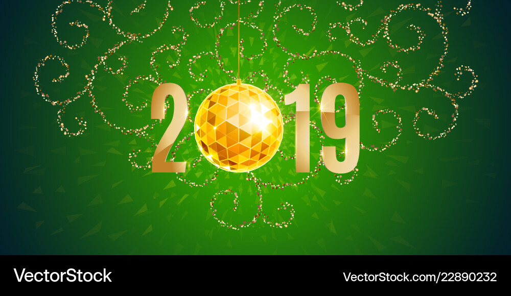 New 2019 year greeting card with christmas ball New 2019 year greeting card with christmas ball vector image