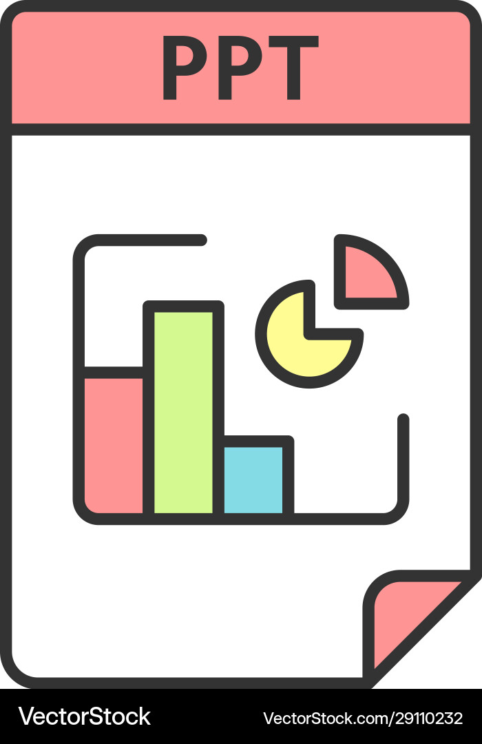 Ppt file format color icon presentation document vector image