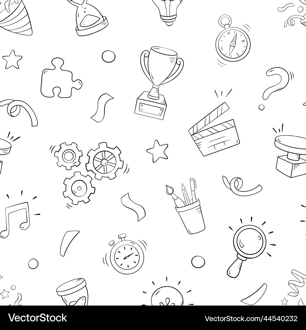 Quiz seamless pattern in doodle style Quiz seamless pattern in doodle style vector image