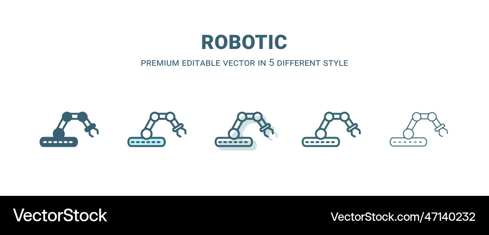 Robotic icon in 5 different style outline filled Robotic icon in 5 different style outline filled vector image
