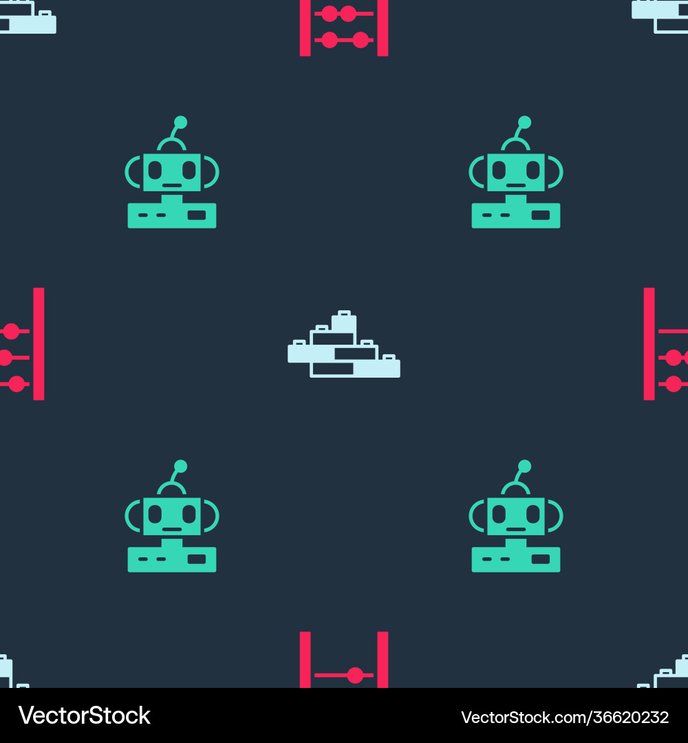 Set abacus toy building block bricks and robot vector image