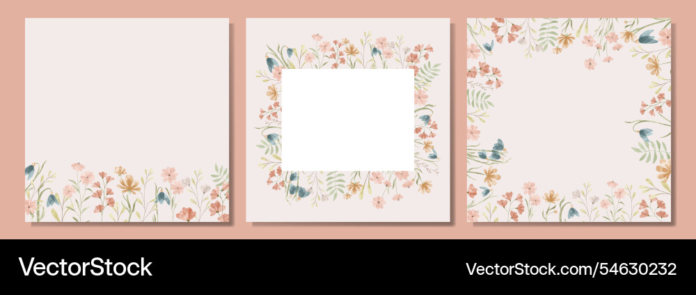 Set of floral frames isolated on the beige back Set of floral frames isolated on the beige back vector image