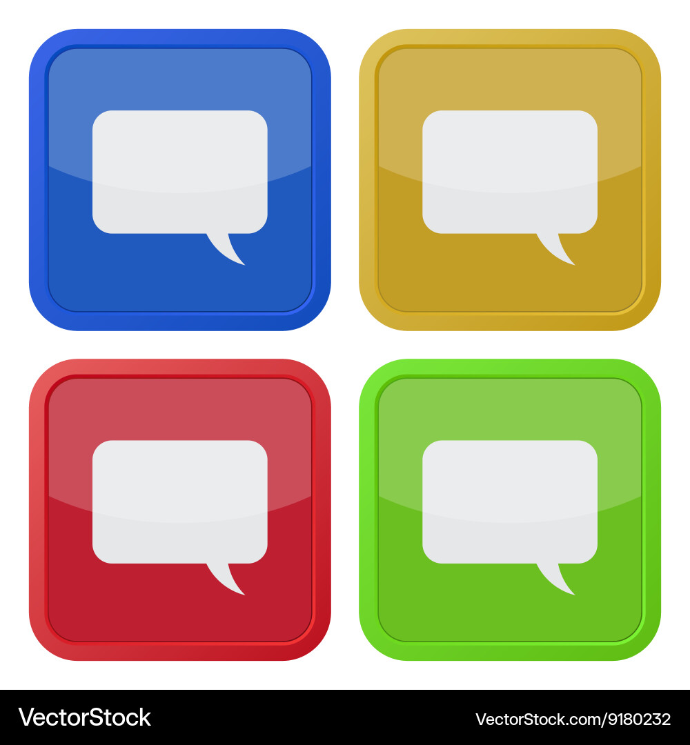 Set of four square icons with speech bubbles vector image