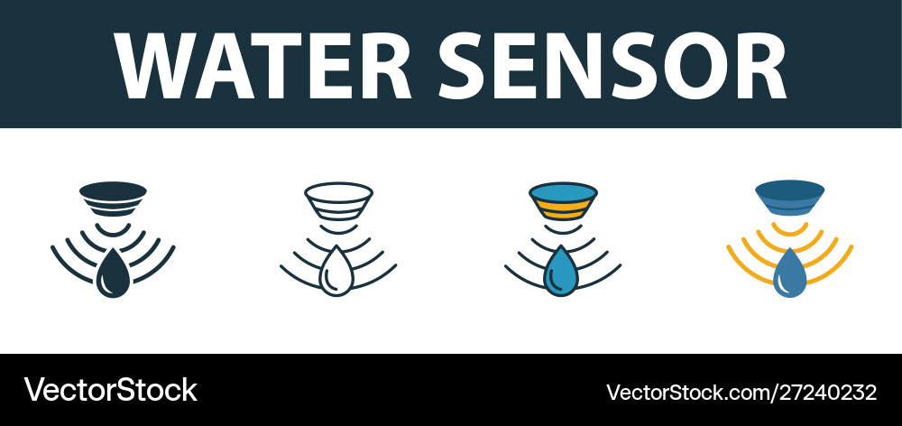 Water sensor icon set premium symbol in different Vector Image