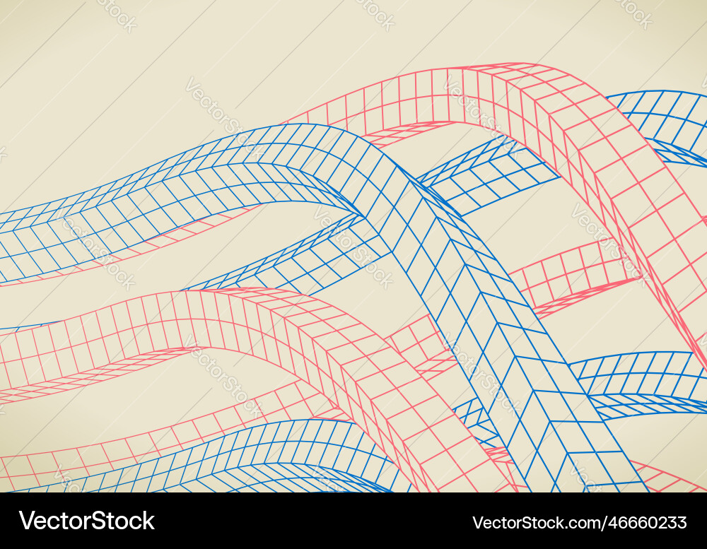Abstract background with 3d grid lines waving Abstract background with 3d grid lines waving vector image