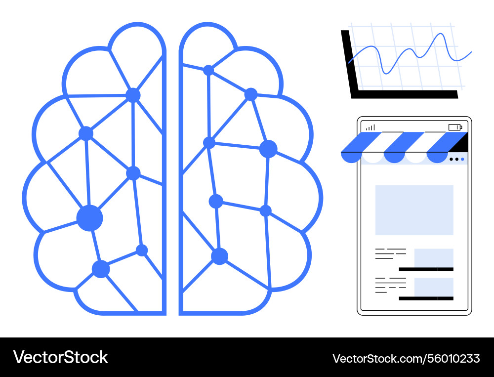 Artificial intelligence brain with neural network Artificial intelligence brain with neural network vector image