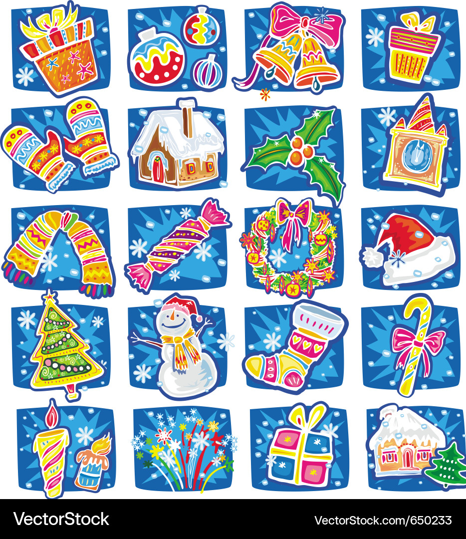 Christmas & New Year Celebration Icons vector image