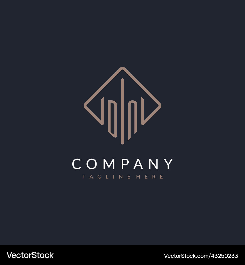Dn initial logo with curved rectangle style design Dn initial logo with curved rectangle style design Vector Image