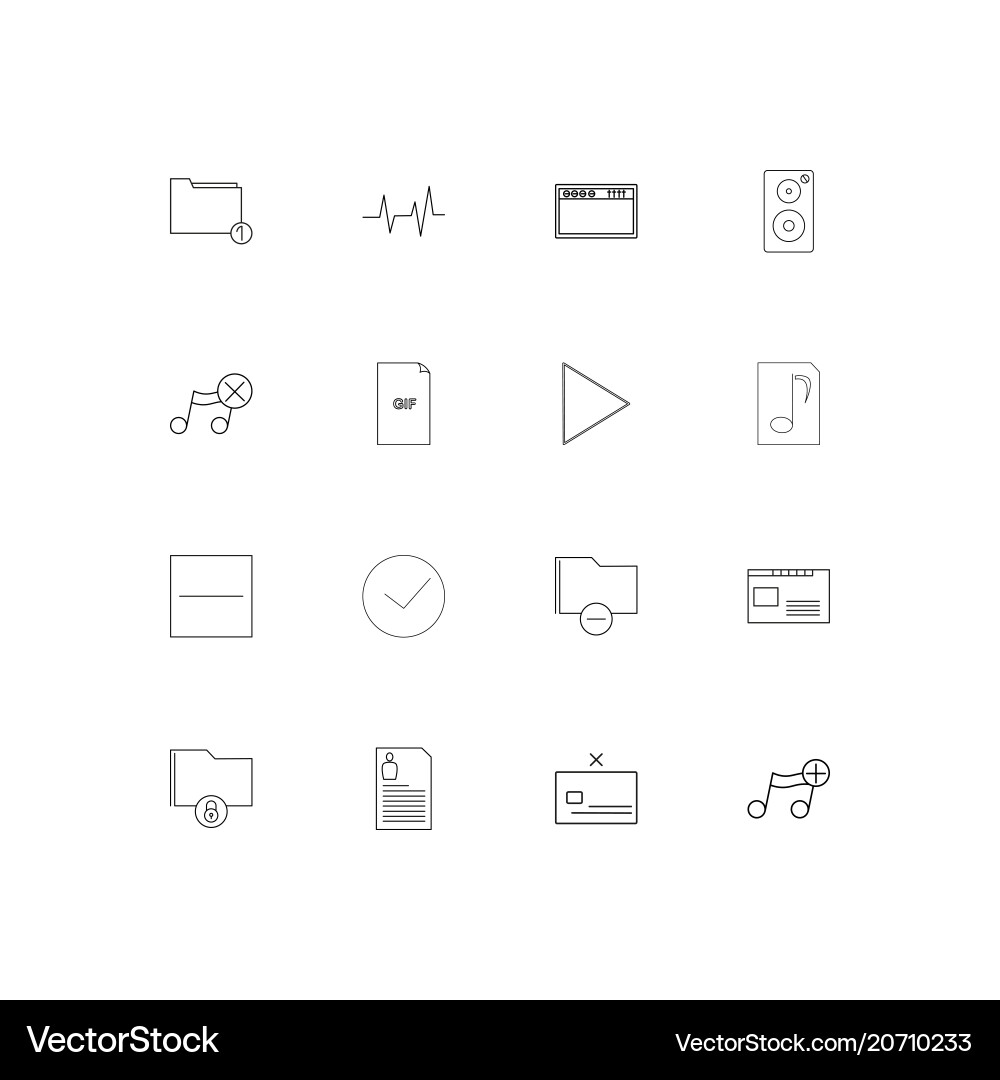 Files and folders sign simple linear icons set vector image