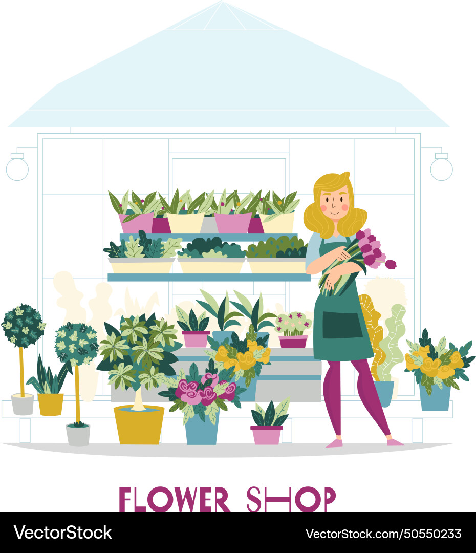 Florist Shop Verkäufer Florist Shop Verkäufer vektorbild