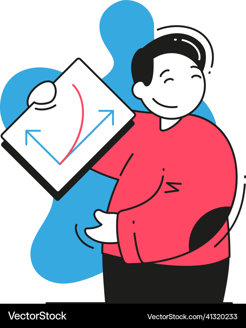 Happy business man presenting paper document Vector Image