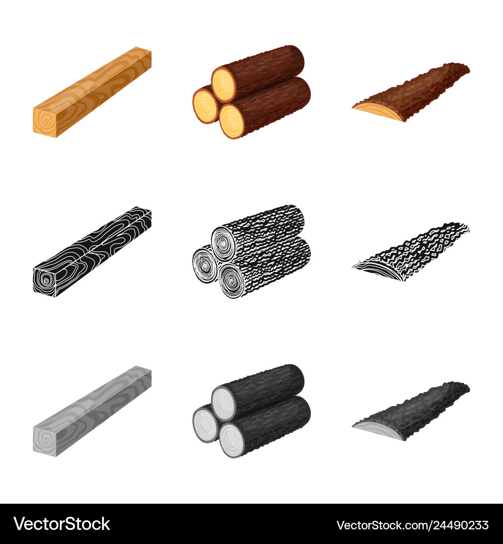 Isolated object of tree and raw symbol collection Vector Image