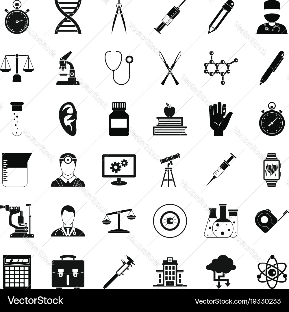 Microscope icons set simple style vector image