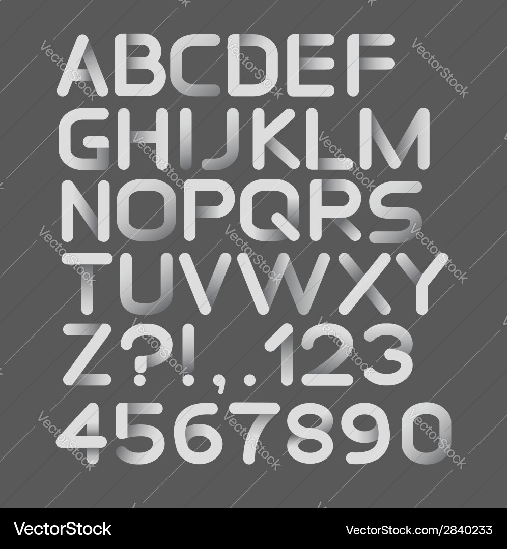 Paper white strict alphabet rounded isolated Vector Image