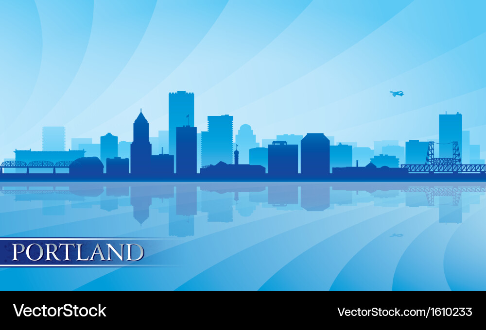 Portland City Skyline Silhouette Vector Image