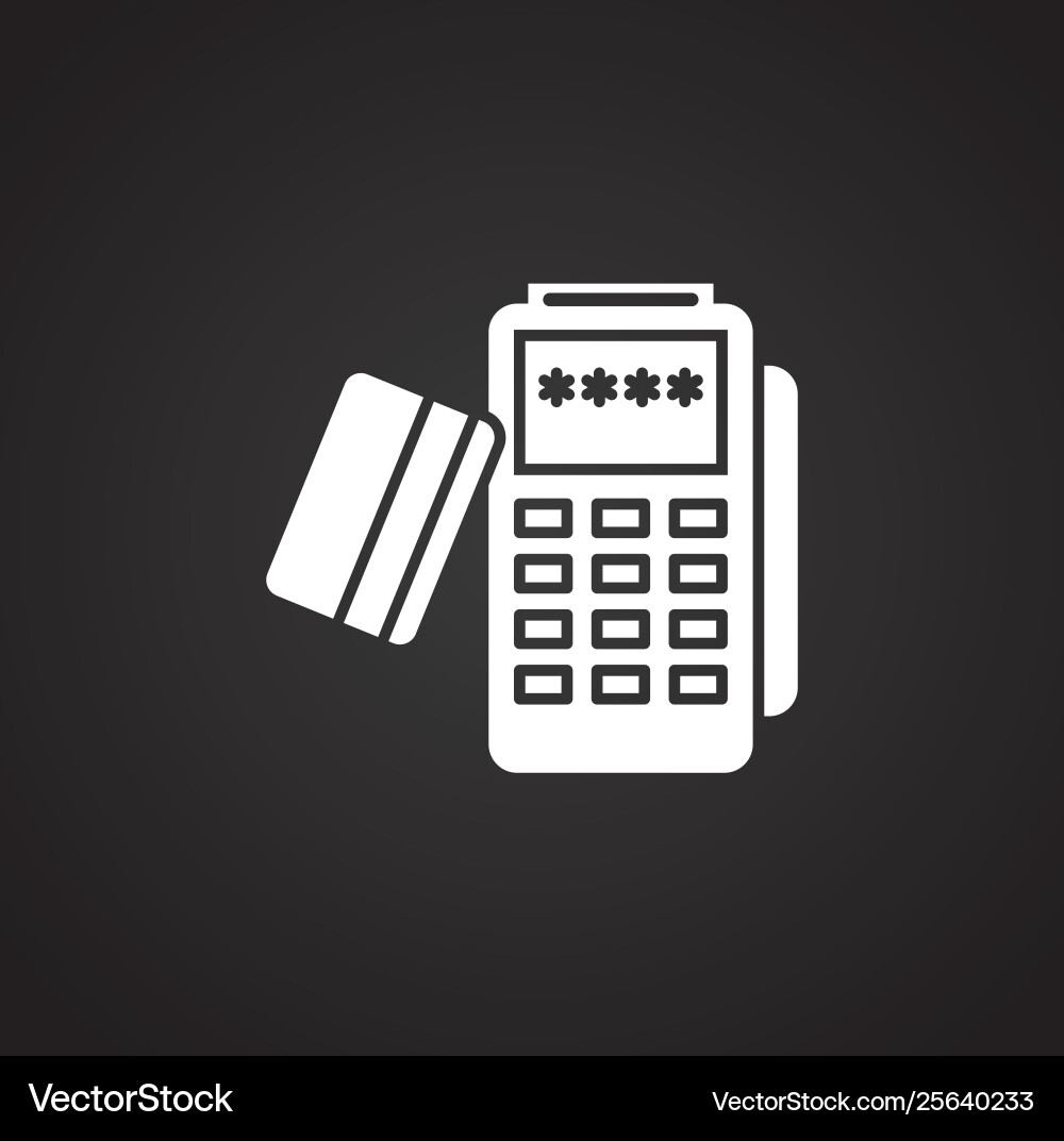 Pos terminal icon on background for graphic Pos terminal icon on background for graphic vector image