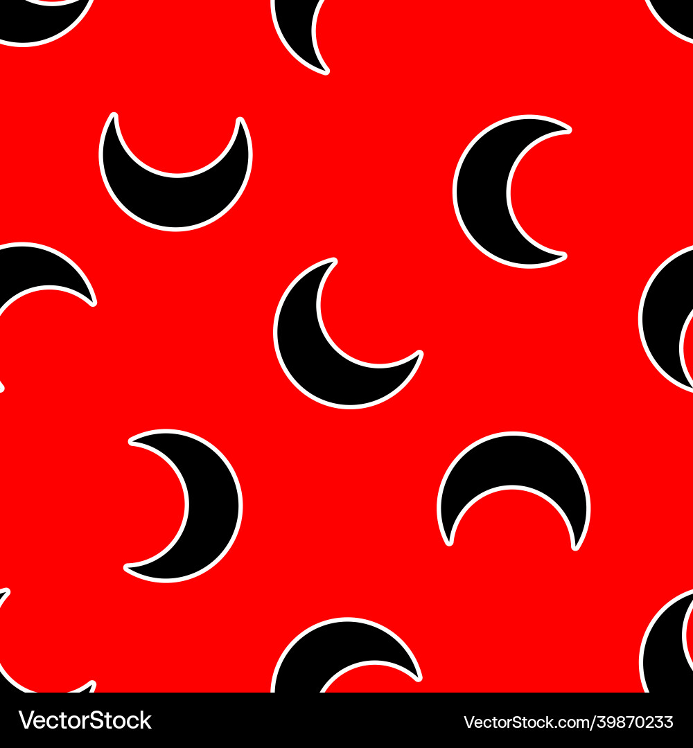 Seamless pattern with month and stars on a red vector image