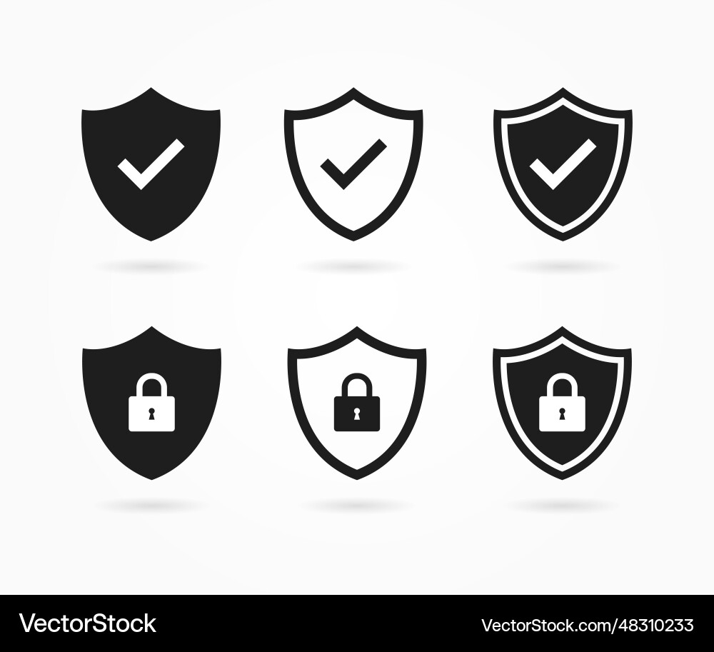 Security shield with check mark and padlock symbol vector image