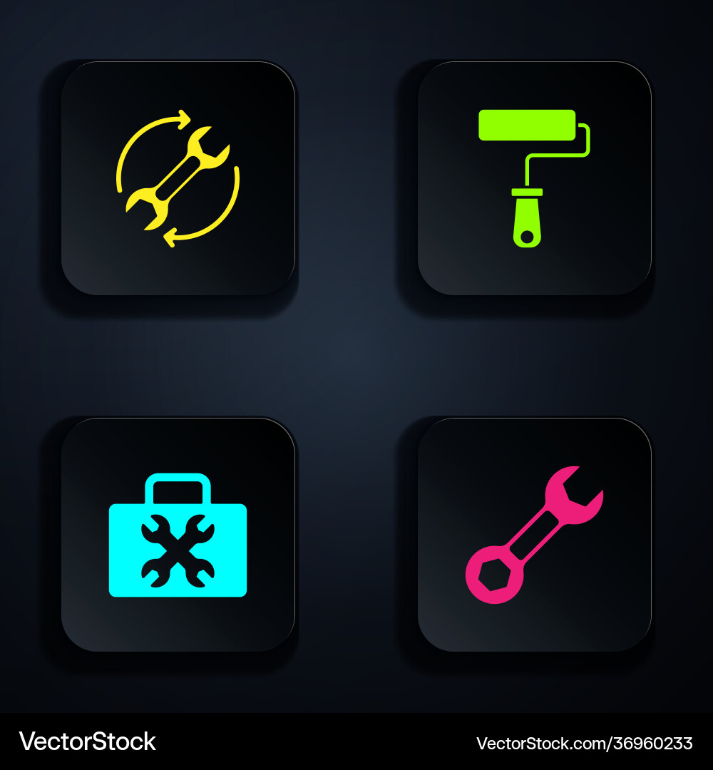 Set wrench spanner and arrows as workflow Vector Image