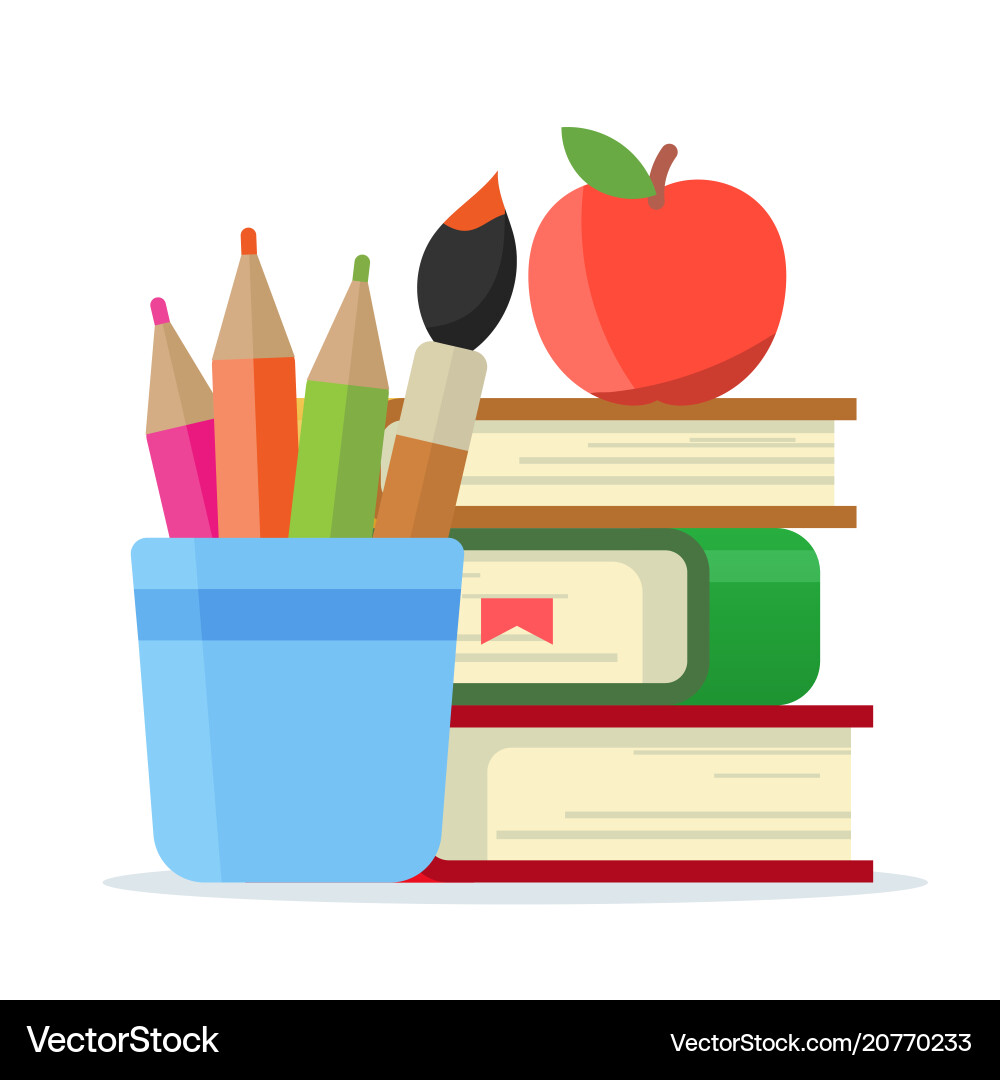 Student Workspace with Learning Tools Vector Image