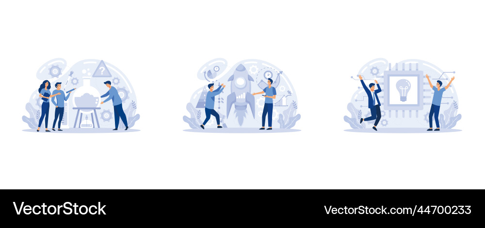 Teamwork solving complex problems combining vector image