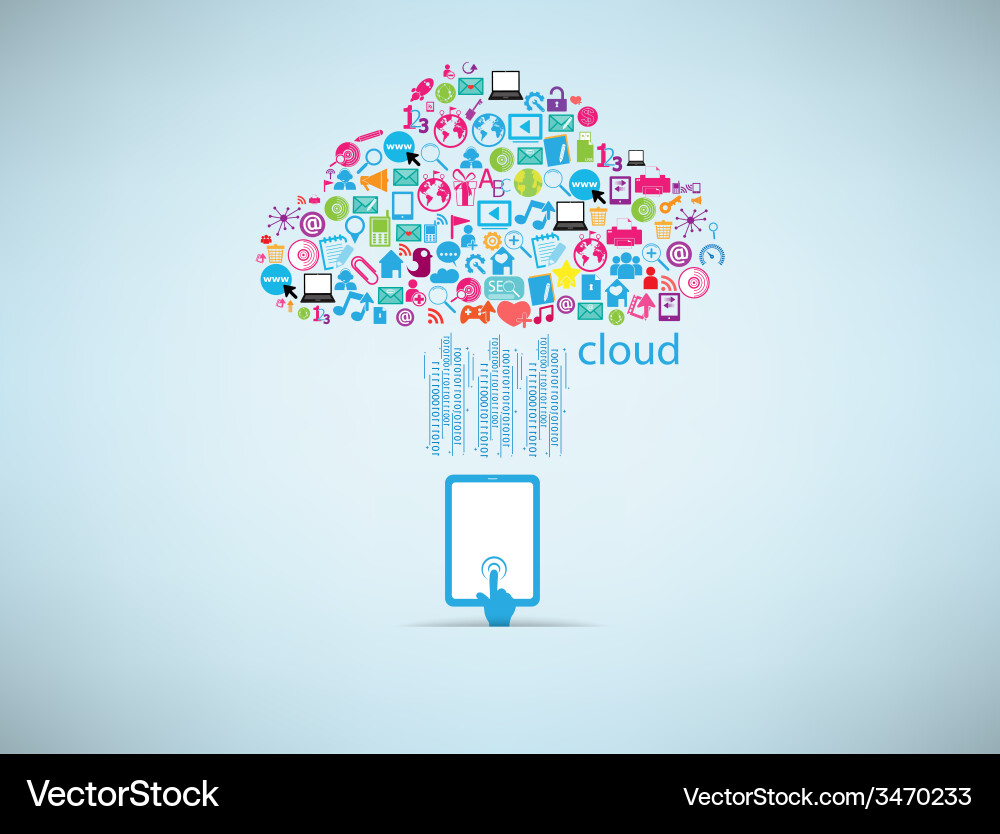 Template computer idea with social network icons vector image