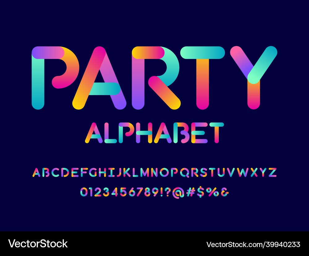 Vibrant Colorful Alphabet Font Vector Image