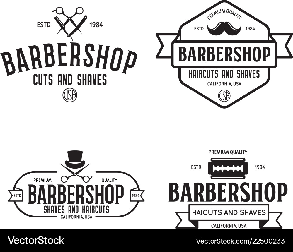 Vintage Barbershop Labels & Templates Vector Image