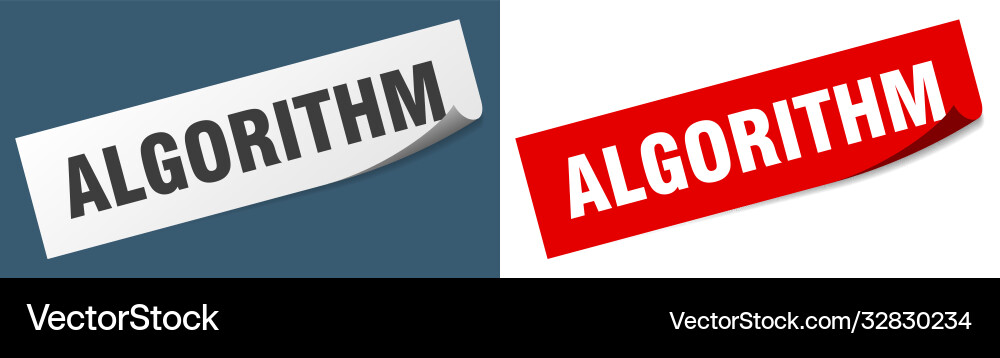 Algorithm paper peeler sign set sticker vector image