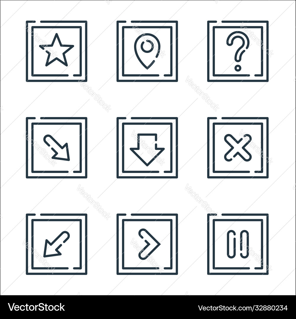 Arrow line icons linear set quality vector image