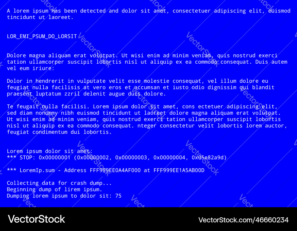 Blue screen with operating system error message Vector Image