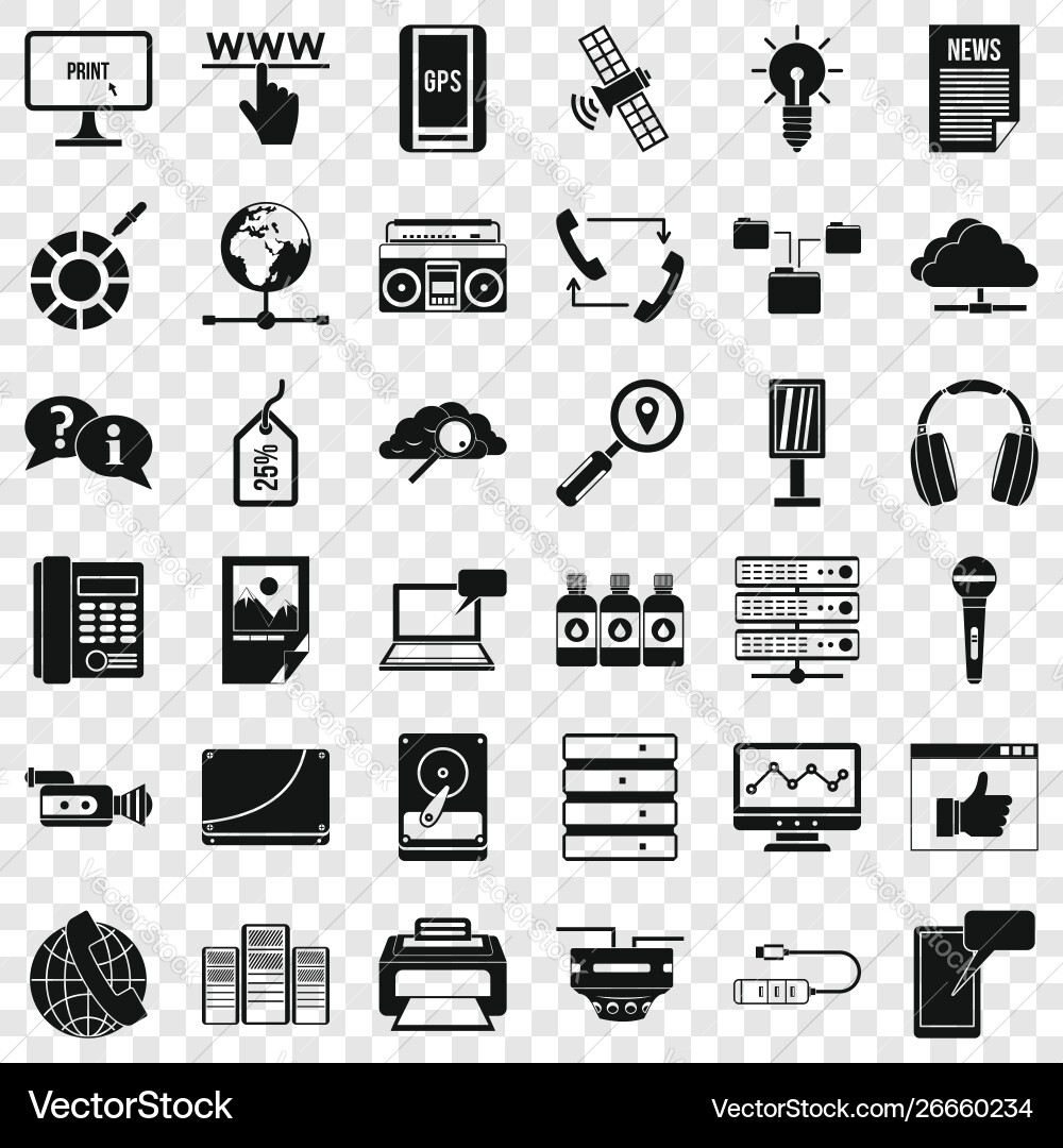 Cloud storage icons set simple style Vector Image