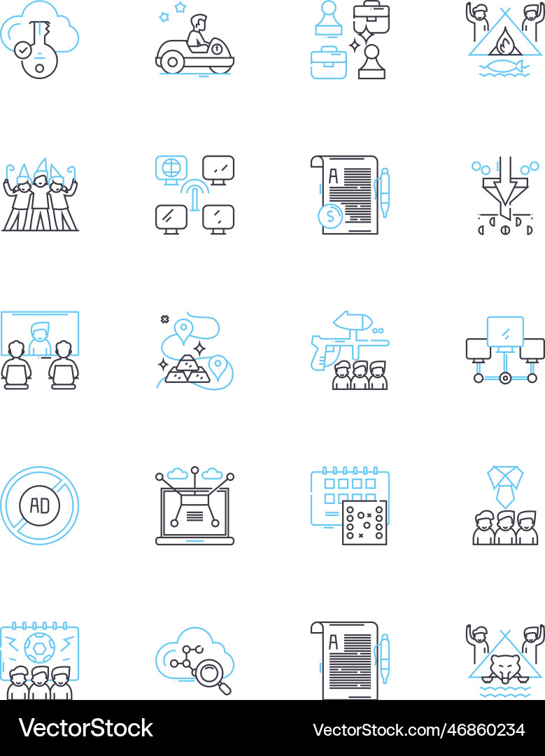 Contacting linear icons set call email message Contacting linear icons set call email message vector image
