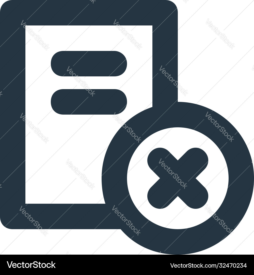 Delete file icon editable stroke Delete file icon editable stroke vector image