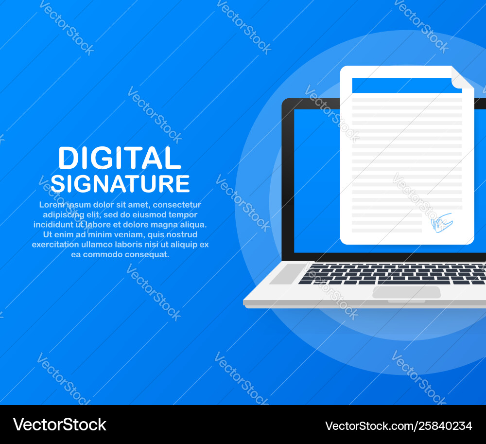 Digital signature web isometric contract Digital signature web isometric contract vector image
