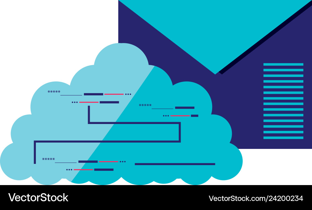 Envelope mail with cloud computing Vector Image