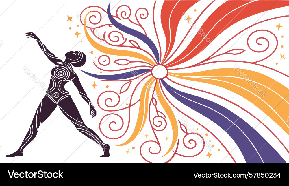 Figures interacting with bursting colors dynamic Vector Image