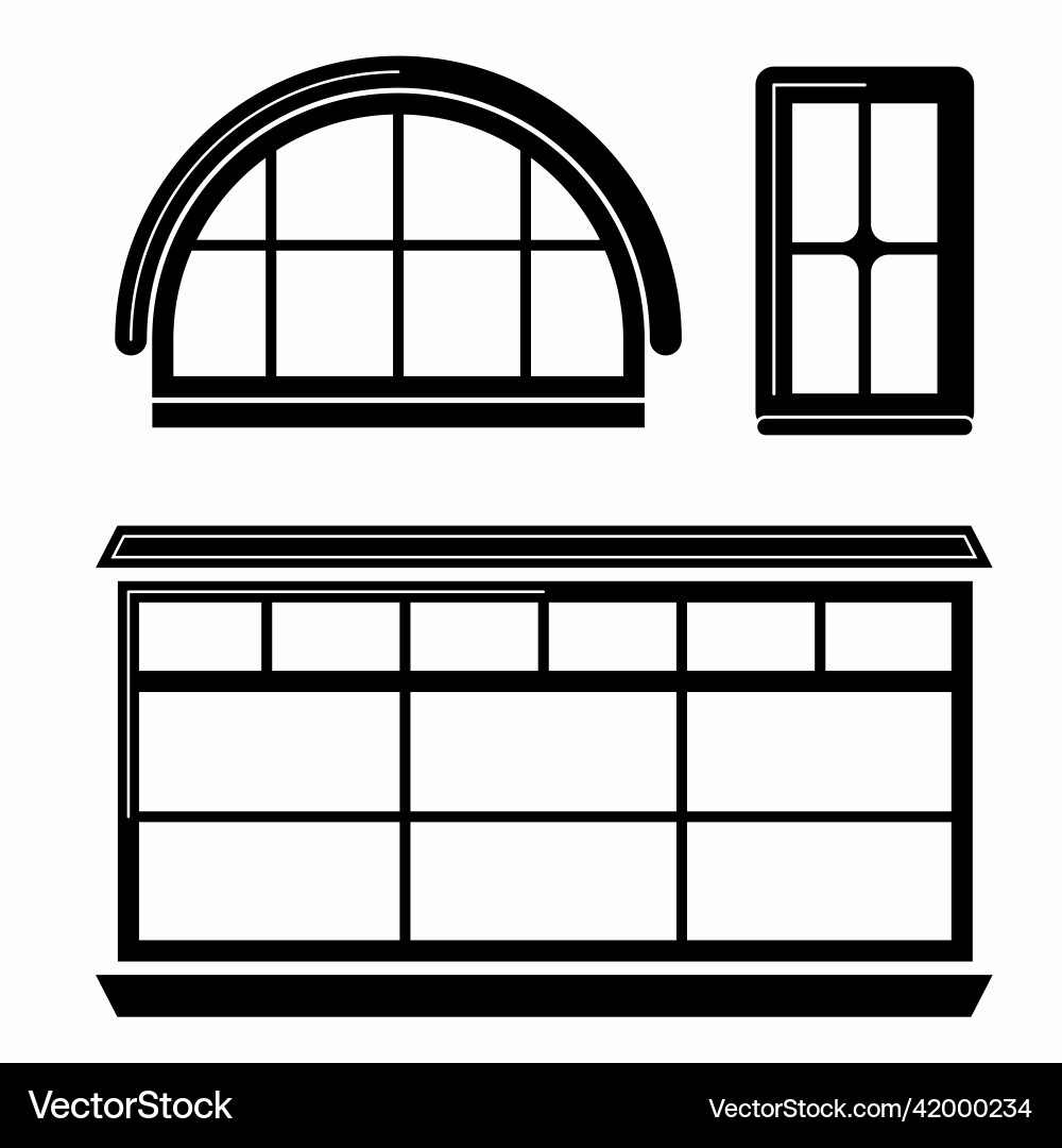French arch and round architecture window frames vector image